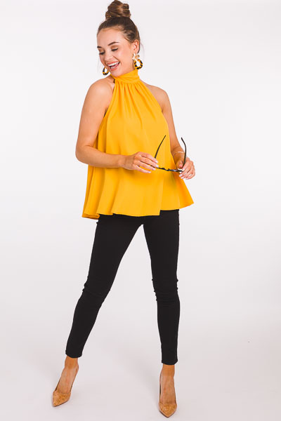 High Halter Top, Marigold - Short Sleeve & Sleeveless - Tops - The Blue ...