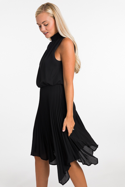 Pleated Bottom Dress, Black
