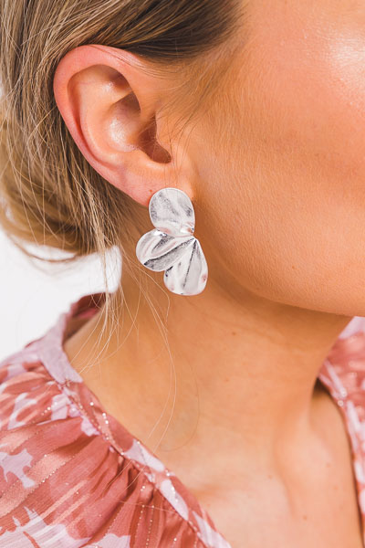 3 Petal Post Earring, Silver