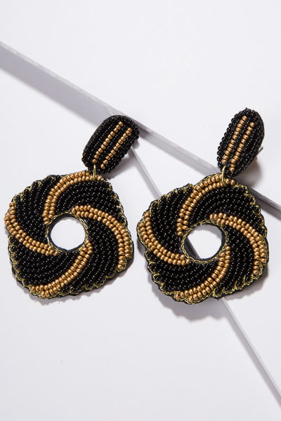 Black Gold Swirl Earring