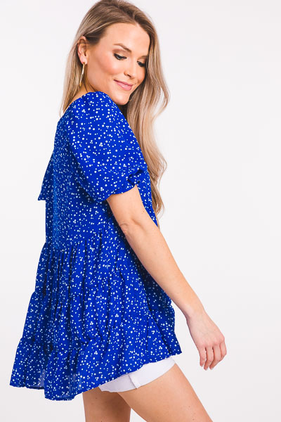 Spot Tiered Blouse, Royal