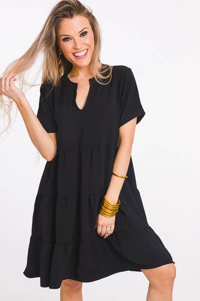 Best Basic Tiered Dress, Black