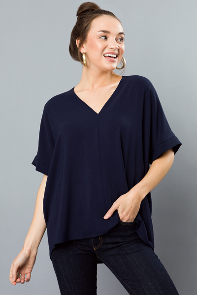 Be Mine Boxy Blouse, Navy