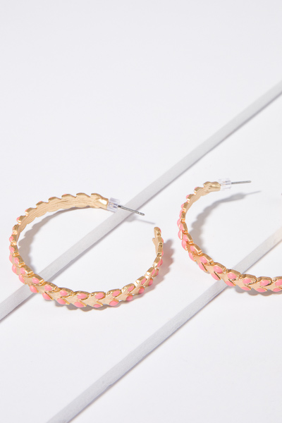 Color Weave Hoops, Coral
