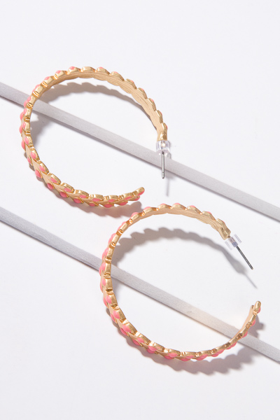 Color Weave Hoops, Coral
