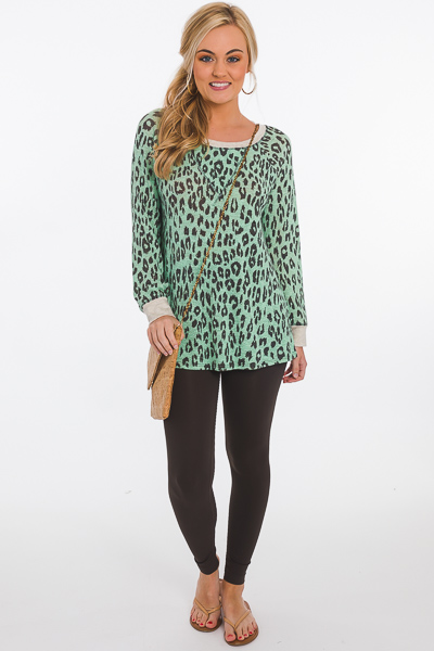 Leopard Hacci Pullover, Mint