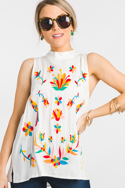 Wild Card Embroidery Top