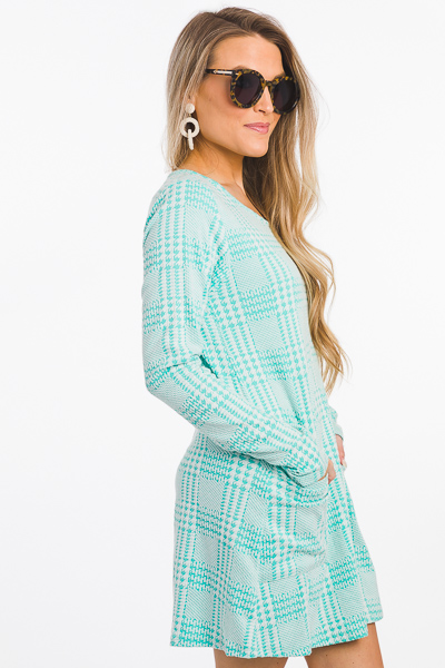 Houndstooth Knit Tunic, Mint