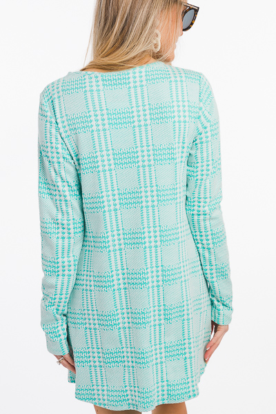 Houndstooth Knit Tunic, Mint
