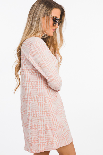Houndstooth Knit Tunic, Peach