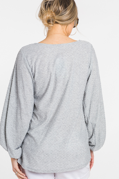 Flocked Dots Top, Gray