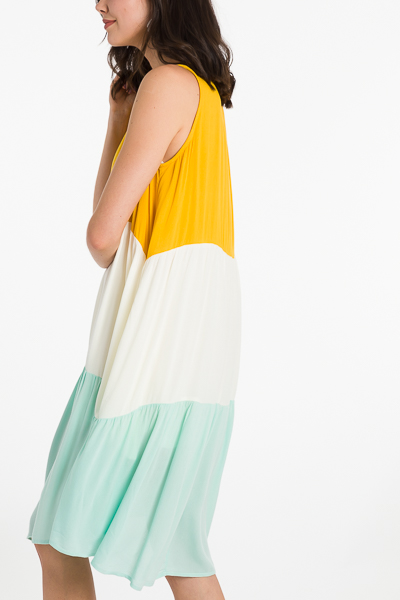 Colorblock Midi Dress, Yellow