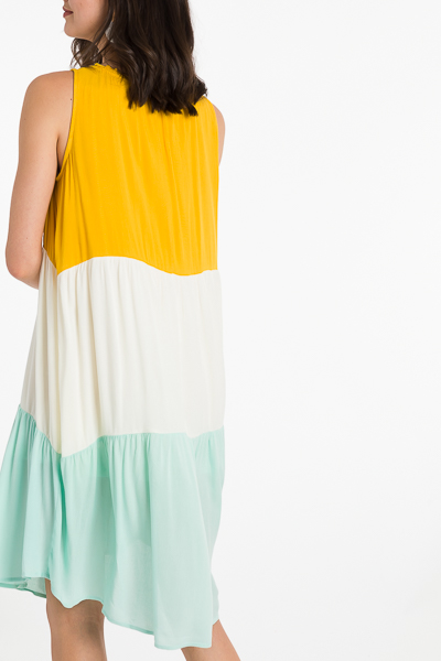 Colorblock Midi Dress, Yellow