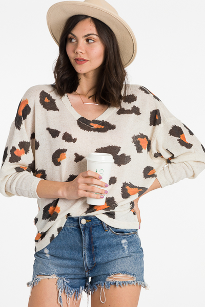 Oatmeal Leopard Pullover