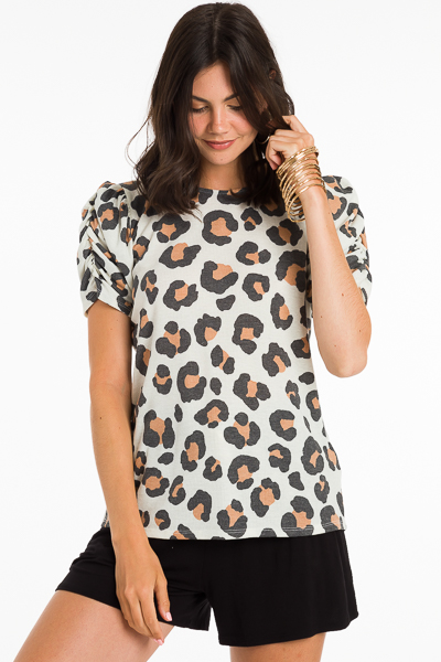 Puff Sleeve Leopard Thermal