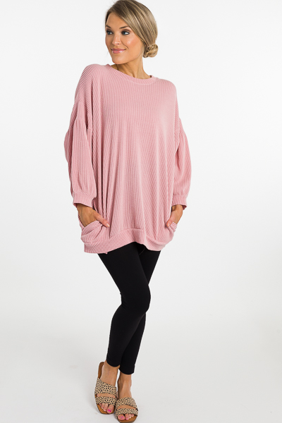 Raised Lines Bubble Top, Pink