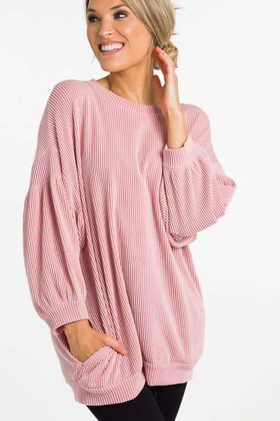 Raised Lines Bubble Top, Pink