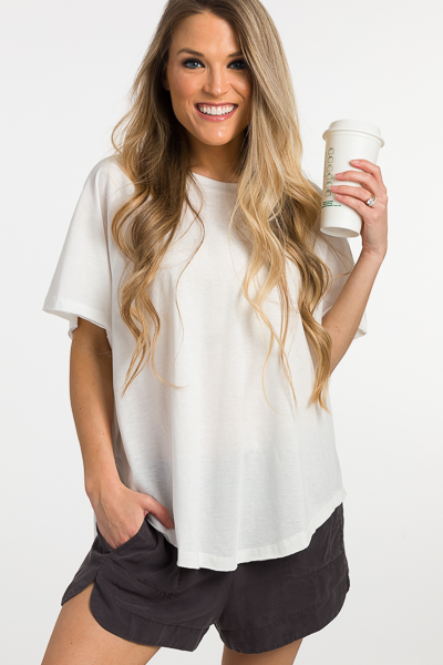 Simple Scooped Tee, White