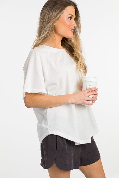 Simple Scooped Tee, White