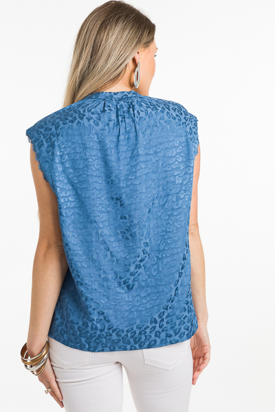 Tonal Blue Cheetah Blouse