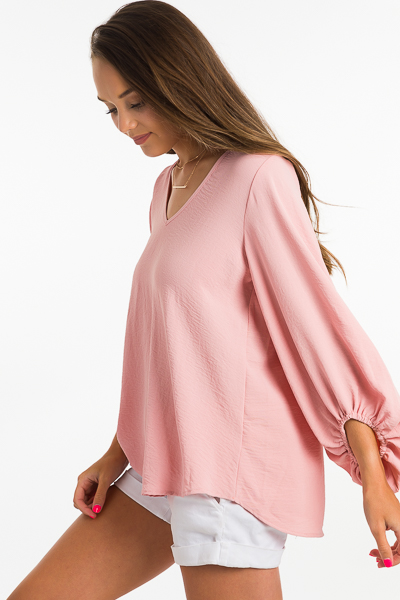 Puff Sleeve Blouse, Blush