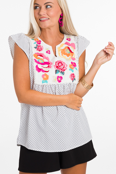 Embroidered Dotted Top