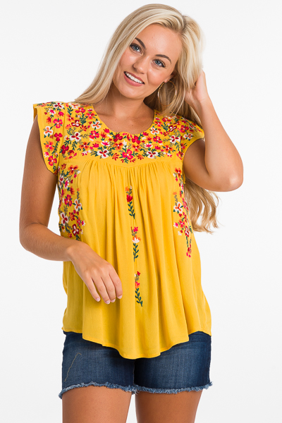 Ditsy Daisie Top, Yellow