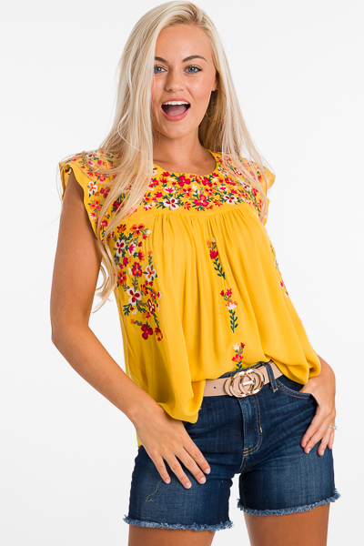 Ditsy Daisie Top, Yellow