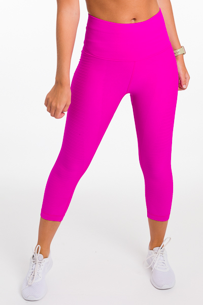 Moto Capri Leggings, Magenta - Comfy - The Blue Door Boutique