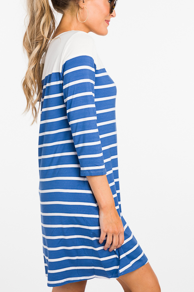 Blue Striped Pocket Dress