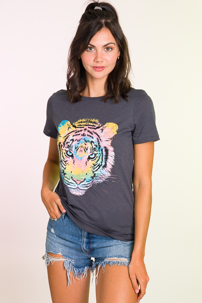 Tiger Tie Dye Tee, Charcoal