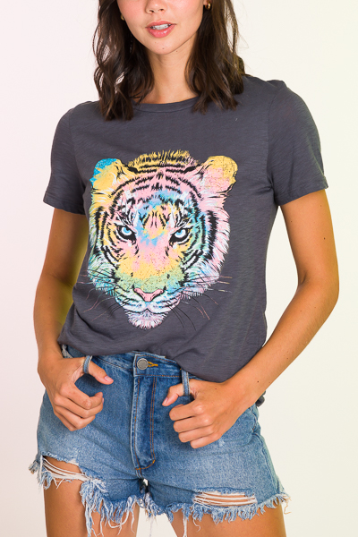 Tiger Tie Dye Tee, Charcoal