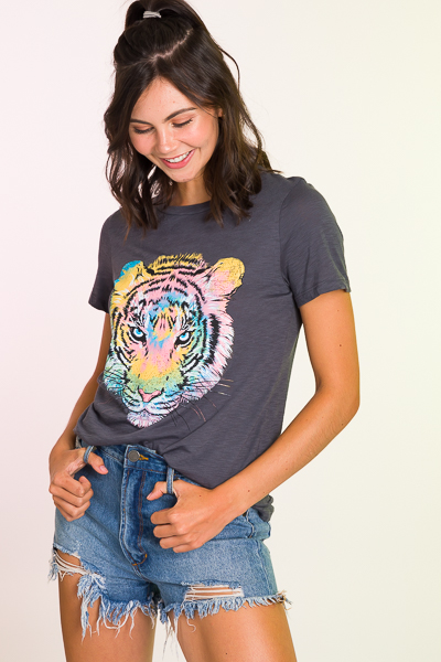 Tiger Tie Dye Tee, Charcoal