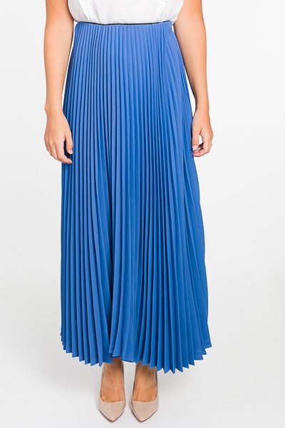 Pleated Maxi Skirt, Blue