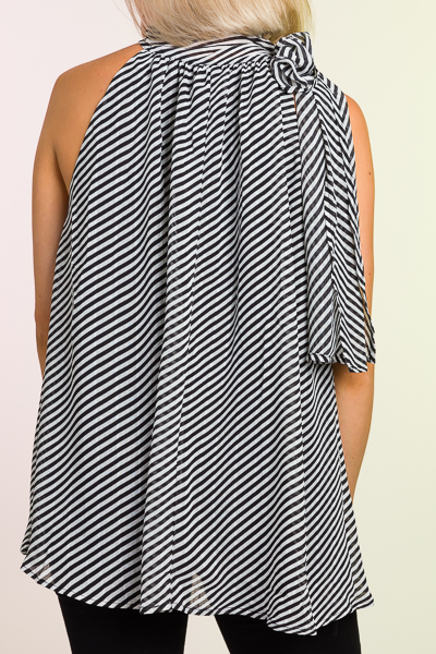 Tie Neck Halter, Stripes