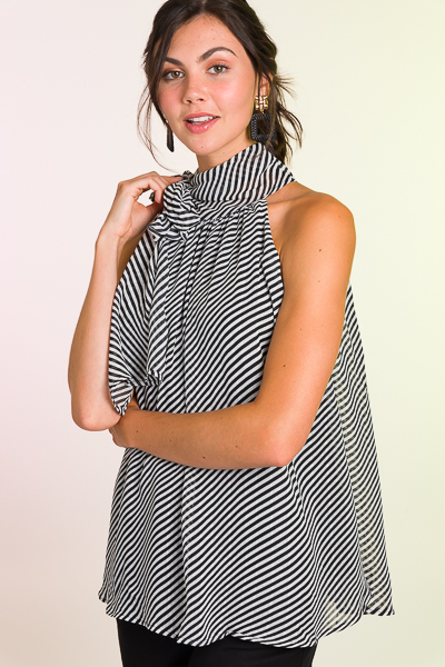 Tie Neck Halter, Stripes