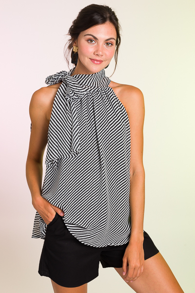 Tie Neck Halter, Stripes