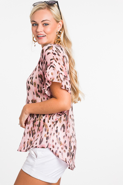 Metallic Pink Leopard Top