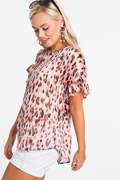 Metallic Pink Leopard Top