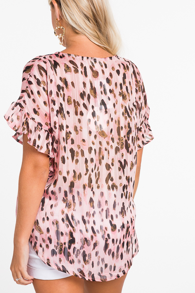 Metallic Pink Leopard Top