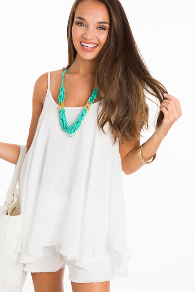 2 Layer Solid Cami, White