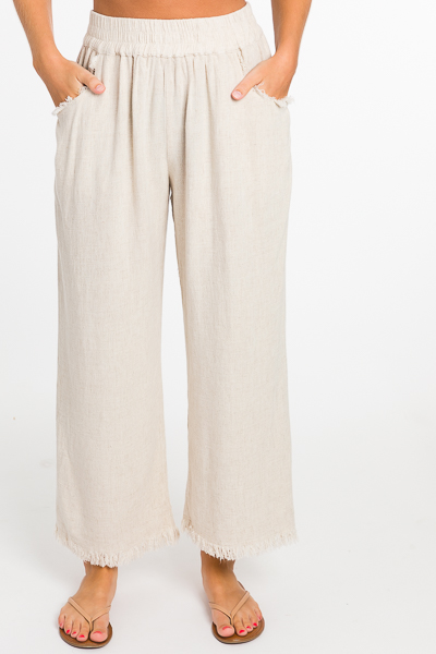 Cropped Linen Pant, Oatmeal