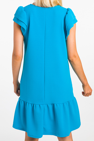Darby Ruffle Shift, Turquoise