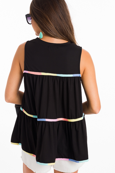 Color Piped Tank, Black
