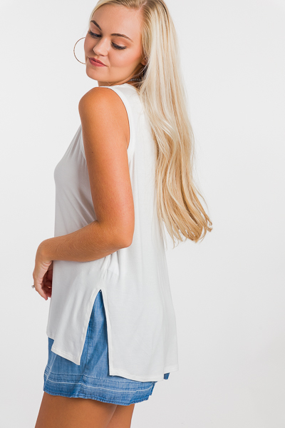 Side Slit Tank, Ivory
