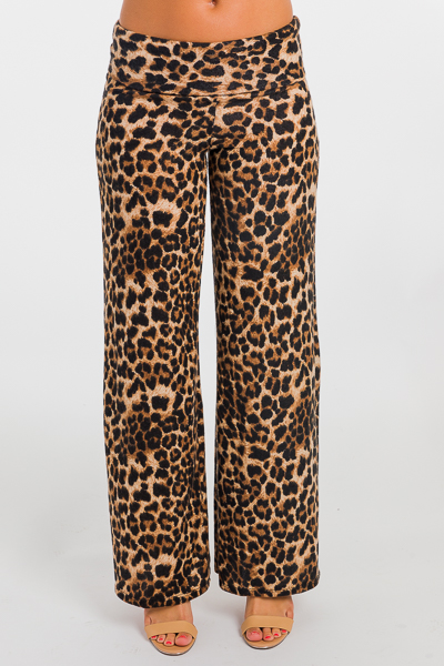 Soft Palazzo Pants, Leopard - Comfy - The Blue Door Boutique