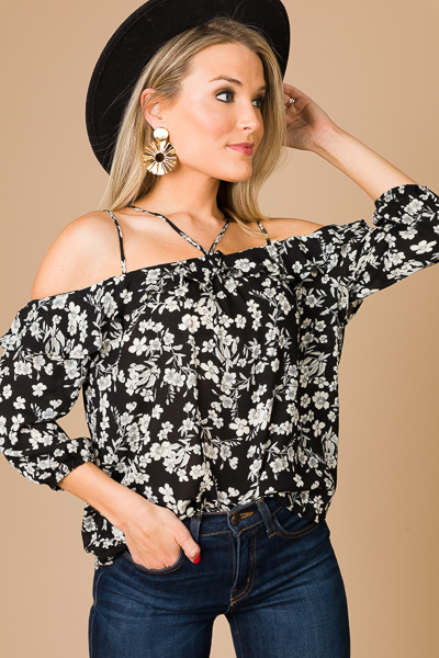 Floral First Date Top, Black