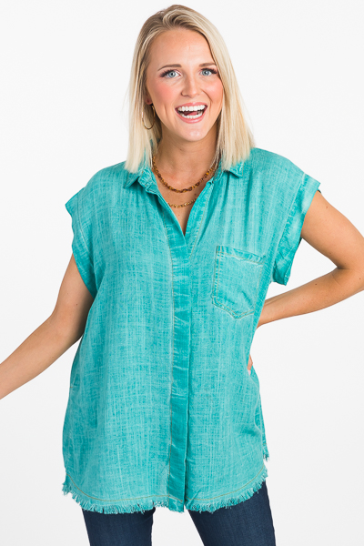 Fray Button Down, Jade
