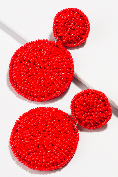 Bead Dial Earring, Red