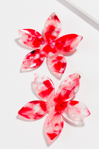 Acrylic Bloom Earring, Red